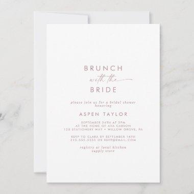 Modern Rose Gold Script Brunch with the Bride Invitations