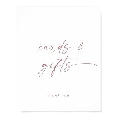 Modern Rose Gold Script Invitations and Gifts Sign