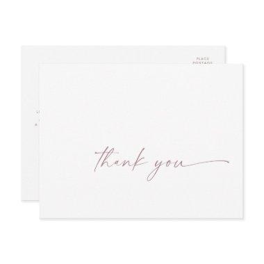 Modern Rose Gold Script Thank You PostInvitations