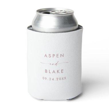 Modern Rose Gold Script Wedding Favor Can Cooler