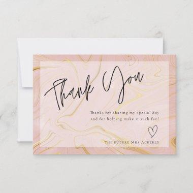 Modern Rose Marble Bridal Shower Thank You Invitations
