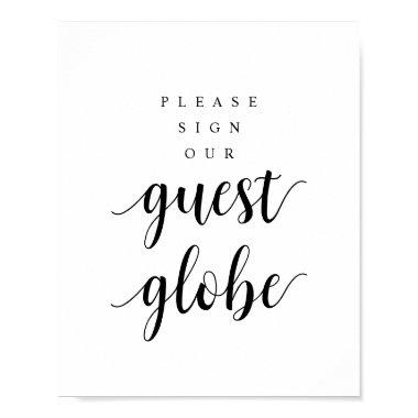 Modern Rustic Black Wedding Our Guest Globe Poster