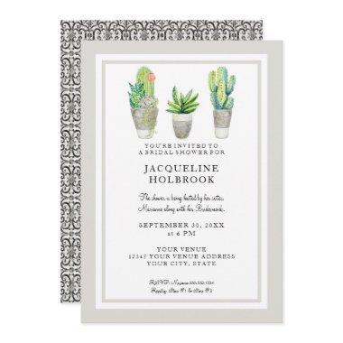 Modern Rustic Desert Cactus Pots Bridal Shower Invitations