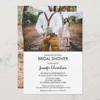 Modern rustic elegant photo Bridal Shower Invitations