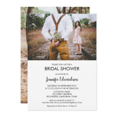 Modern rustic elegant photo Bridal Shower Invitations