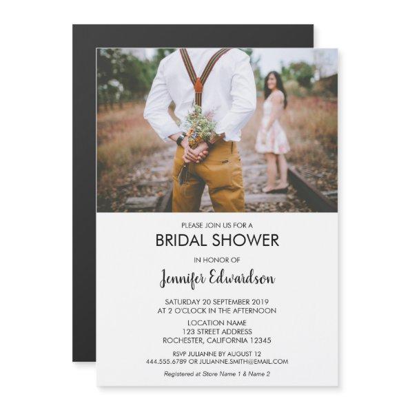 Modern rustic elegant photo Bridal Shower Magnetic Invitations