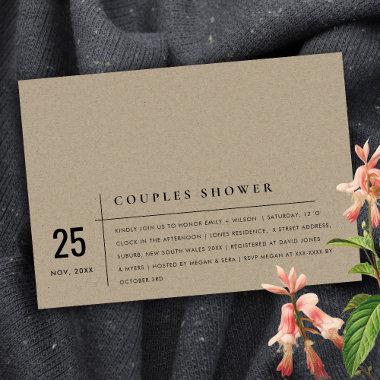 Modern Rustic Kraft Typography Couples Shower Invitations
