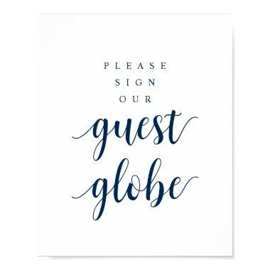 Modern Rustic Navy Wedding Our Guest Globe Poster