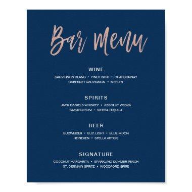 Modern Rustic Wedding Bar Menu Sign Drinks