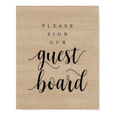 Modern Rustic Wedding Sign Our Guest Board Poster