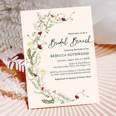 Modern Rustic Wildflowers Wreath Bridal Brunch Invitations