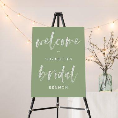 Modern Sage Green Brush Calligraphy Bridal Welcome Foam Board
