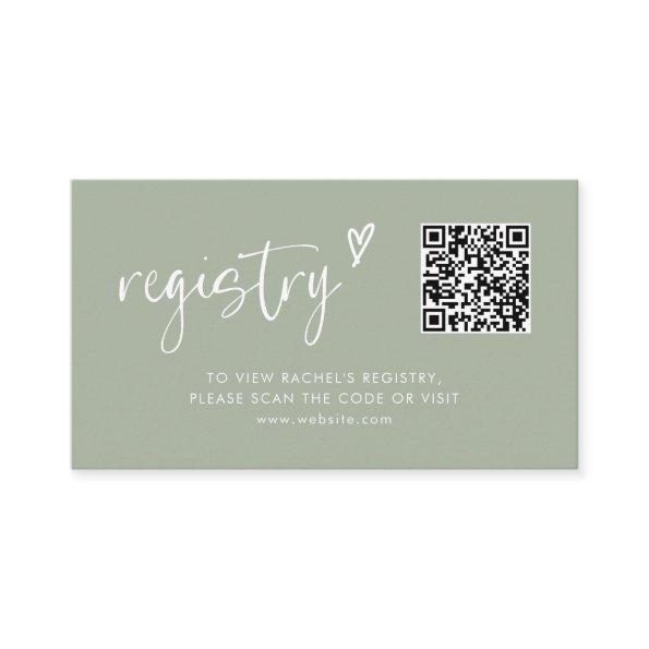 Modern Sage Green Qr Code  Registry Enclosure