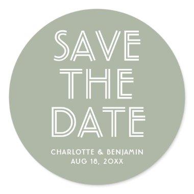 Modern Sage Green Save The Date Sticker