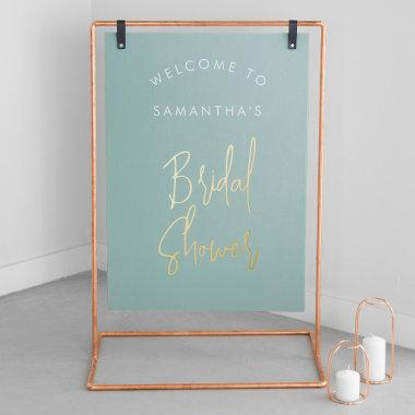 Modern Sage Green Script Welcome Bridal Shower Foil Prints