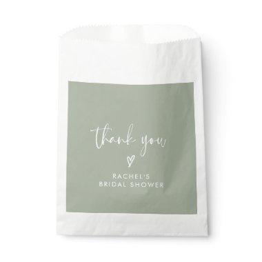 Modern Sage Green Thank You  Favor Bag