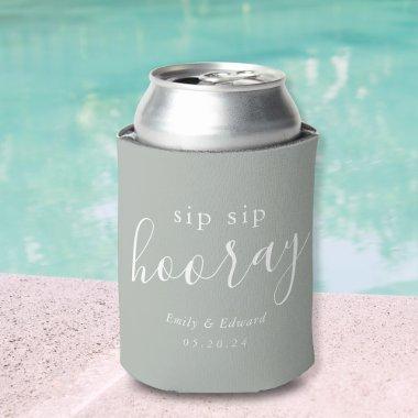 Modern Sage Sip Sip Hooray Wedding Favor Can Cooler