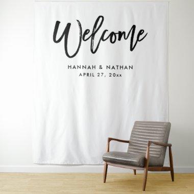 Modern Script Black and White | Photo Booth Prop Tapestry