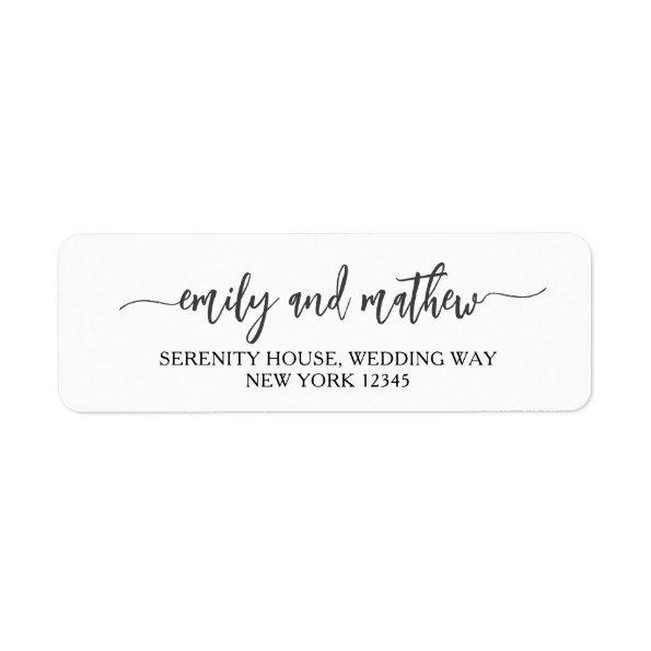 Modern Script Black White Return Address Labels