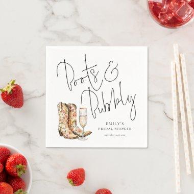 Modern Script Boots and Bubbly  Napkins