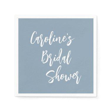 Modern Script  Custom Dusty Blue Napkins