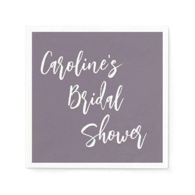 Modern Script Bridal Shower Custom Dusty Purple Napkins
