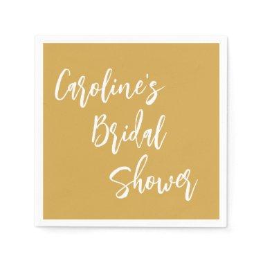 Modern Script Bridal Shower Custom Dusty Yellow Napkins
