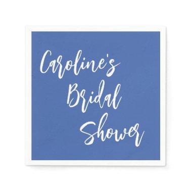 Modern Script Bridal Shower Custom French Blue Napkins