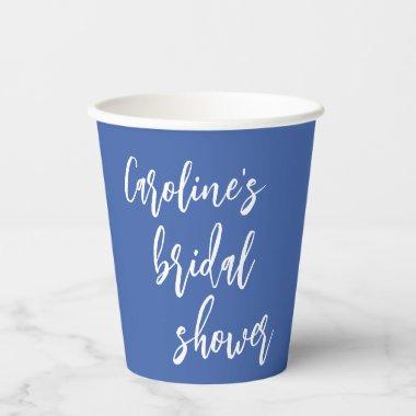Modern Script  Custom French Blue Paper Cups