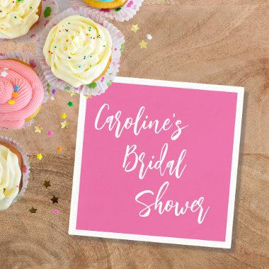 Modern Script Bridal Shower Custom Hot Pink Napkins