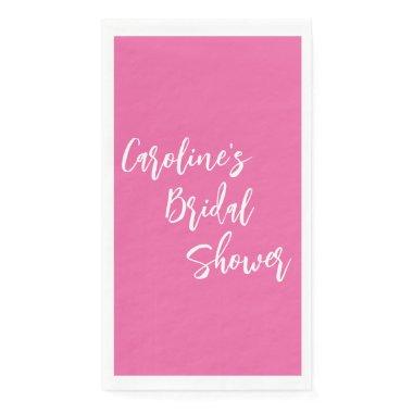 Modern Script Bridal Shower Custom Hot Pink Paper Guest Towels