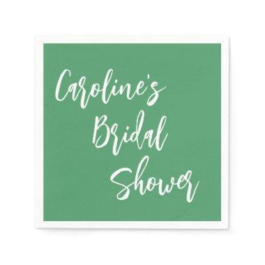 Modern Script Bridal Shower Custom Kelly Green Napkins