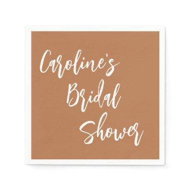 Modern Script Bridal Shower Custom Terracotta Napkins