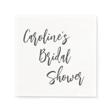 Modern Script Bridal Shower Custom White Napkins