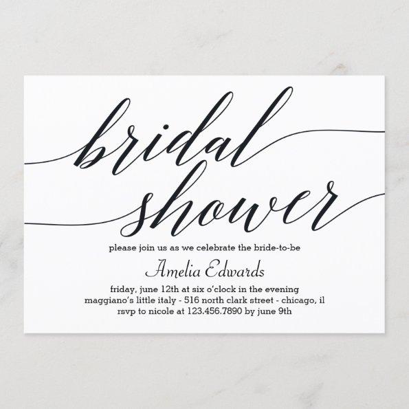 Modern Script Bridal Shower Invitations