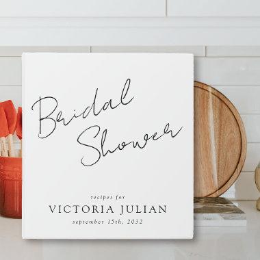 Modern Script Bridal Shower Recipe 3 Ring Binder