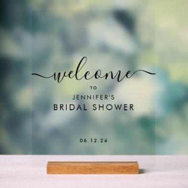 Modern Script  Welcome Black Acrylic Sign
