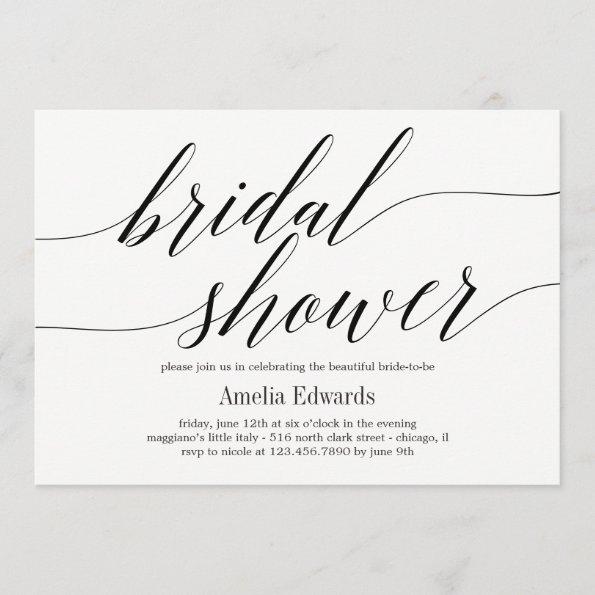 Modern Script EDITABLE COLOR Bridal Shower Invitations