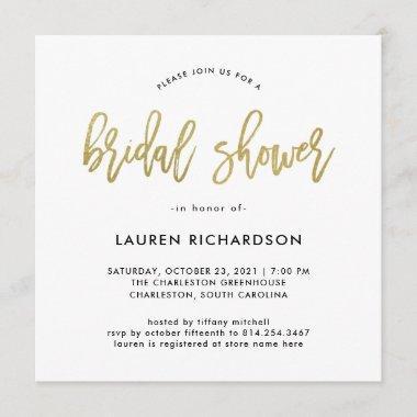 Modern Script | Faux Gold Bridal Shower Invitations