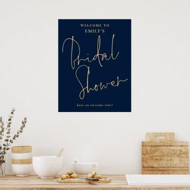 Modern Script Gold Navy Welcome to  Poster