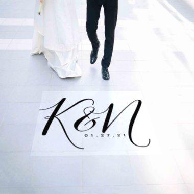 Modern Script Initial Logo Wedding Floor Decals