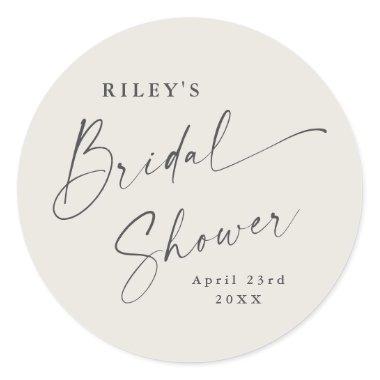 Modern Script Ivory Boho Bridal Shower Classic Round Sticker