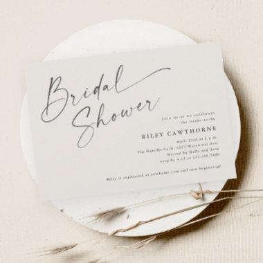 Modern Script Ivory Boho Bridal Shower Invitations