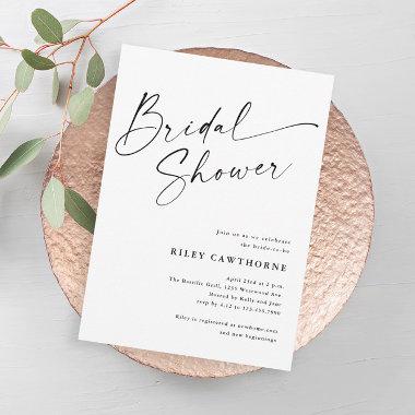 Modern Script Ivory Boho Bridal Shower Invitations