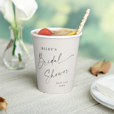 Modern Script Ivory Boho  Paper Cups