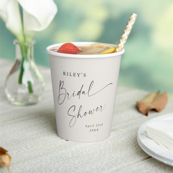 Modern Script Ivory Boho  Paper Cups