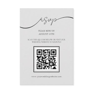 Modern Script Light Grey QR Code Wedding RSVP Card