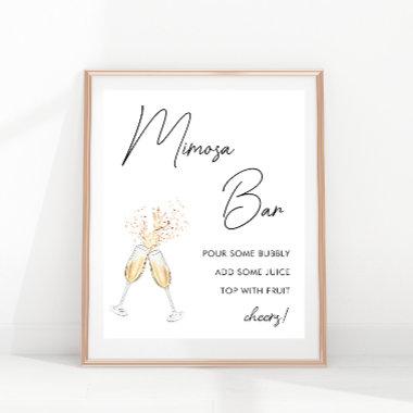 Modern Script Minimalist Bridal Shower Mimosa Bar Poster