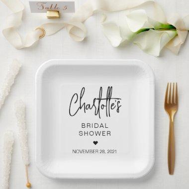 Modern Script Minimalist Simple  Paper Plates