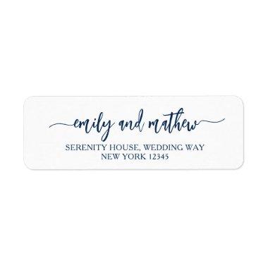 Modern Script Navy Blue Return Address Labels